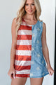 Yankee Doodle Day Sequin American Flag Top (Navy/Red) - NanaMacs