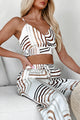 Flirty Impression Satin Geometric Print Crop Top (Brown Multi) - NanaMacs