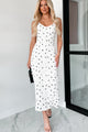 Charming Inclination Bow Print Ruffle Maxi Dress (Ivory) - NanaMacs