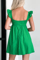 Radiant Reverie Ruffle Sleeve Mini Dress (Kelly Green) - NanaMacs