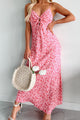 Charismatic Appeal Tie-Front Floral Maxi Dress (Pink Multi) - NanaMacs