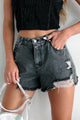 Avril High Rise Distressed Denim Shorts (Black) - NanaMacs