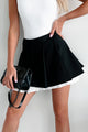 Stopping Traffic Pleated Contrast Mini Skirt (Black/White) - NanaMacs