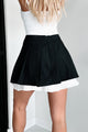 Stopping Traffic Pleated Contrast Mini Skirt (Black/White) - NanaMacs