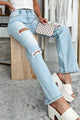 Only Good Days High Rise Distressed Wide Leg Jeans (Light) - NanaMacs