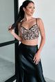 Hooked On A Feline Leopard Print Crop Top (Taupe) - NanaMacs