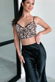 Hooked On A Feline Leopard Print Crop Top (Taupe) - NanaMacs