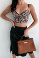 Hooked On A Feline Leopard Print Crop Top (Taupe) - NanaMacs