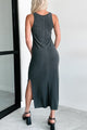 Chances Are Ribbed Tank Midi Dress (Charcoal) - NanaMacs