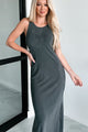 Chances Are Ribbed Tank Midi Dress (Charcoal) - NanaMacs