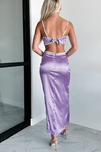 satin lavender dress Women's Stylish Mentality Satin Tie-Back Maxi Dress in Lavender