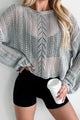 Bianca Open Knit Balloon Sleeve Top (Frost Grey) - NanaMacs