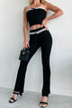 Call It A Hunch Lace Trimmed Rib Knit Pants (Black) - NanaMacs