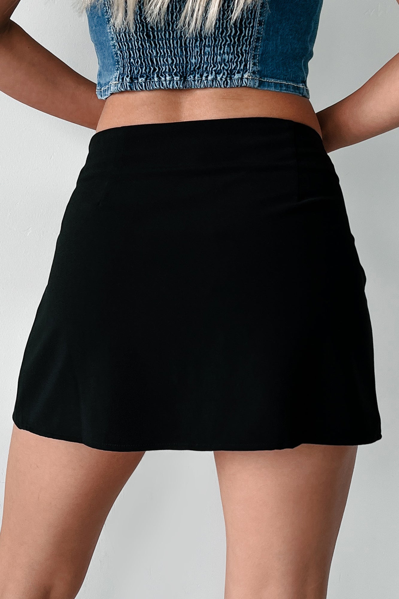 Take Me Downtown Slit Front Mini Skirt (Black) - NanaMacs