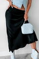 Chic Endeavors Satin Midi Skirt (Black) - NanaMacs
