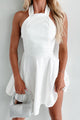 Marilyn Moment Halter Mini Dres (Off White) - NanaMacs