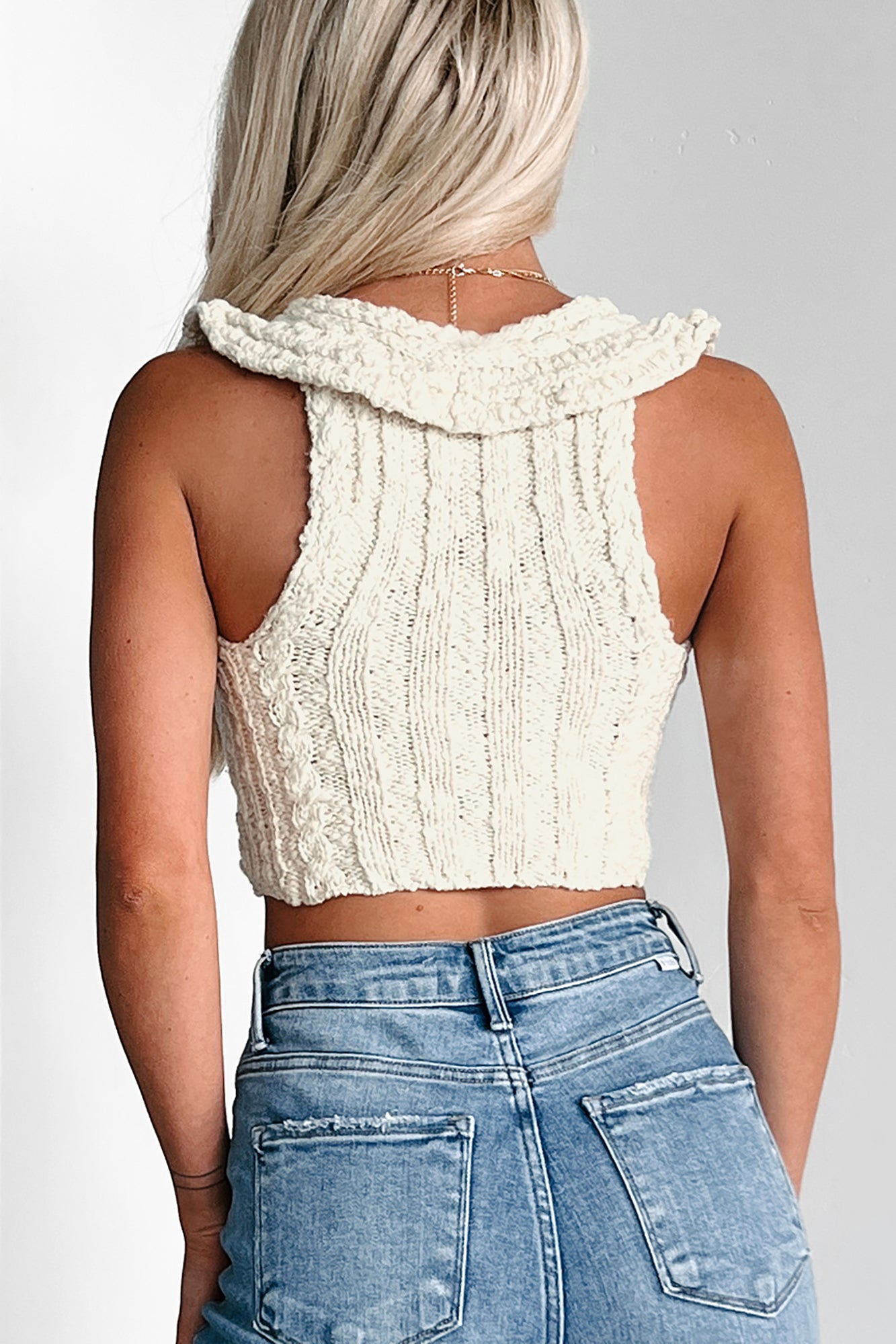 Minding My Business Sweater Knit Buttoned Crop Top (Light Sand) - NanaMacs