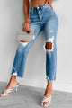 Thomas High Rise Distressed Risen Crop Straight Jeans (Medium) - NanaMacs