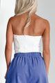 Untamed Spirit Strapless Denim Crop Top (White) - NanaMacs