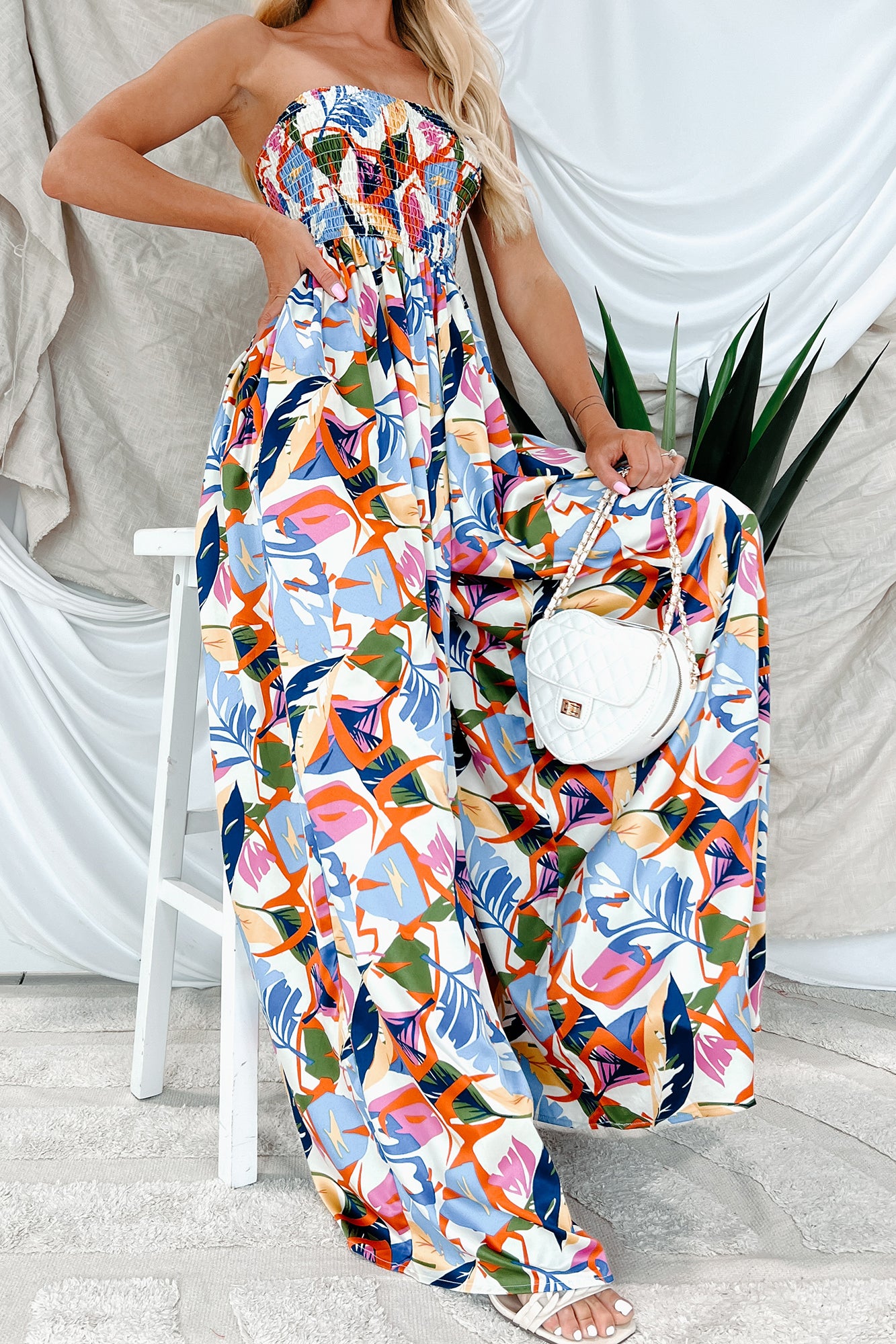 Lovely In Lanai Strapless Floral Jumpsuit (Multi) - NanaMacs