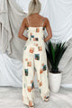 Sun & Done Printed Wide Leg Jumpsuit (Cream) - NanaMacs