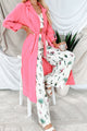 Live Colorfully Tie-Waist Linen Trench Coat (Hot Pink) - NanaMacs