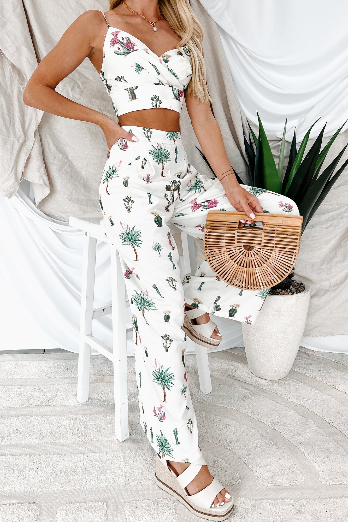 Desert Whispers Printed Wide Leg Pants (Cream Multi) - NanaMacs