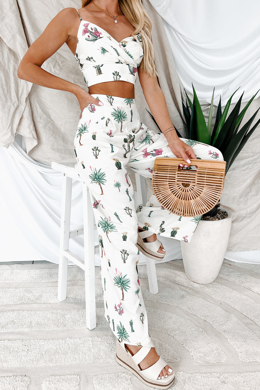 Desert Whispers Printed Wide Leg Pants (Cream Multi) - NanaMacs