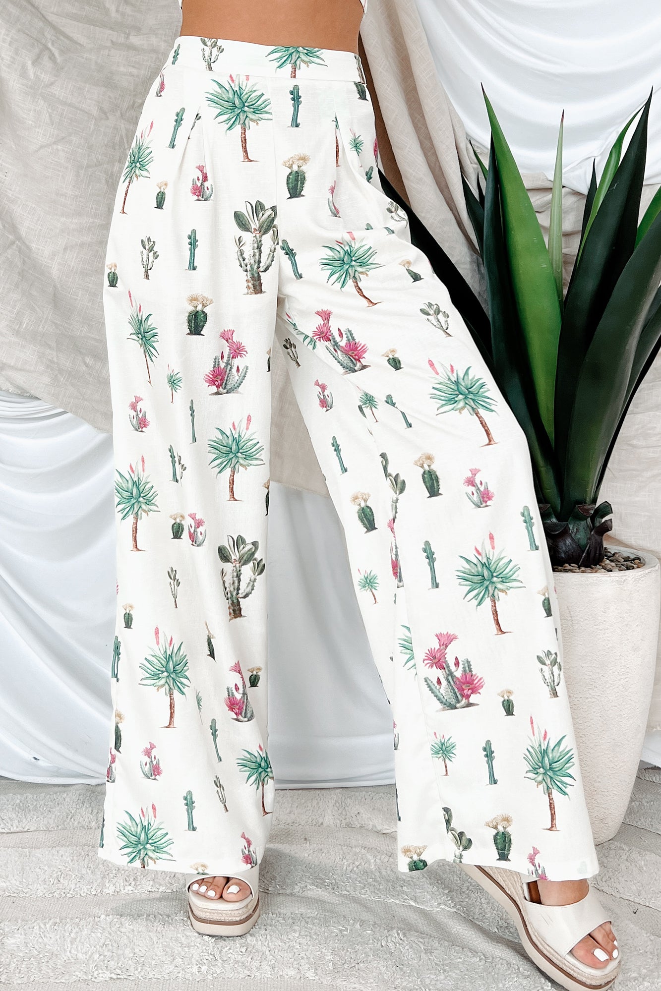 Desert Whispers Printed Wide Leg Pants (Cream Multi) - NanaMacs