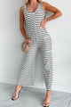 Where Dreams Thrive Striped Jumpsuit (Ivory/Black) - NanaMacs