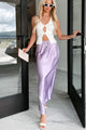 Fond Of You Satin Drawstring Maxi Skirt (Lavender) - NanaMacs