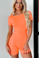 Never Surprised Open Back Romper (Ultra Orange) - NanaMacs