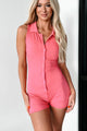 Doing My Best Ribbed Button Front Romper (Fuchsia) - NanaMacs