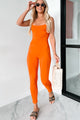 Time To Walk Away Lace-Up Back Jumpsuit (Orange) - NanaMacs