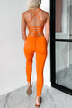 Time To Walk Away Lace-Up Back Jumpsuit (Orange) - NanaMacs