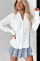 Proceed Accordingly Crepe V-Neck Dress Shirt (Ivory) - NanaMacs