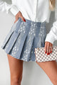 Flirty Concepts Pleated Lace Mini Skort (Blue Denim) - NanaMacs