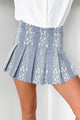 Flirty Concepts Pleated Lace Mini Skort (Blue Denim) - NanaMacs