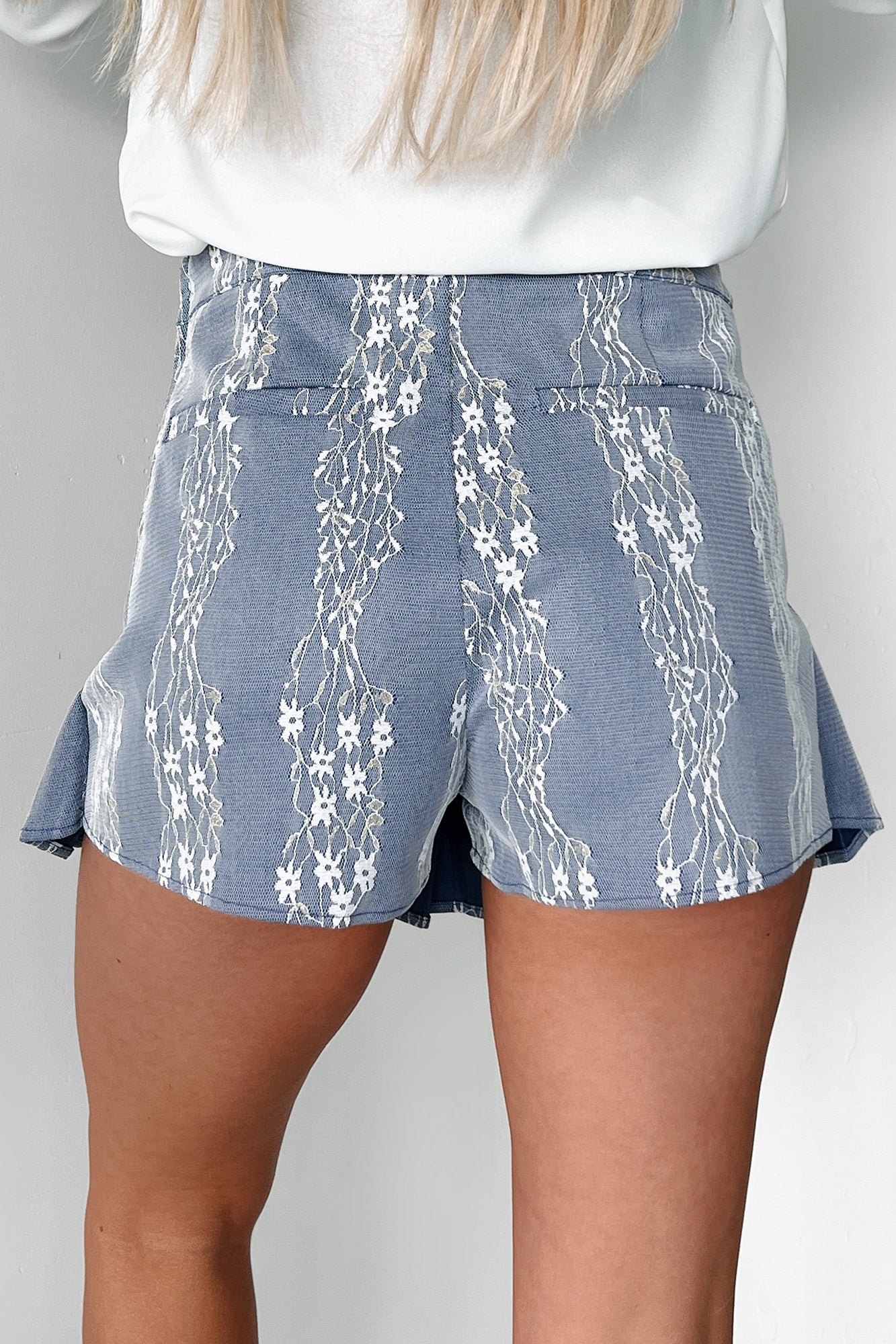 Flirty Concepts Pleated Lace Mini Skort (Blue Denim) - NanaMacs