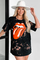 Born To Rock Bleached Graphic T-Shirt (Black) - NanaMacs