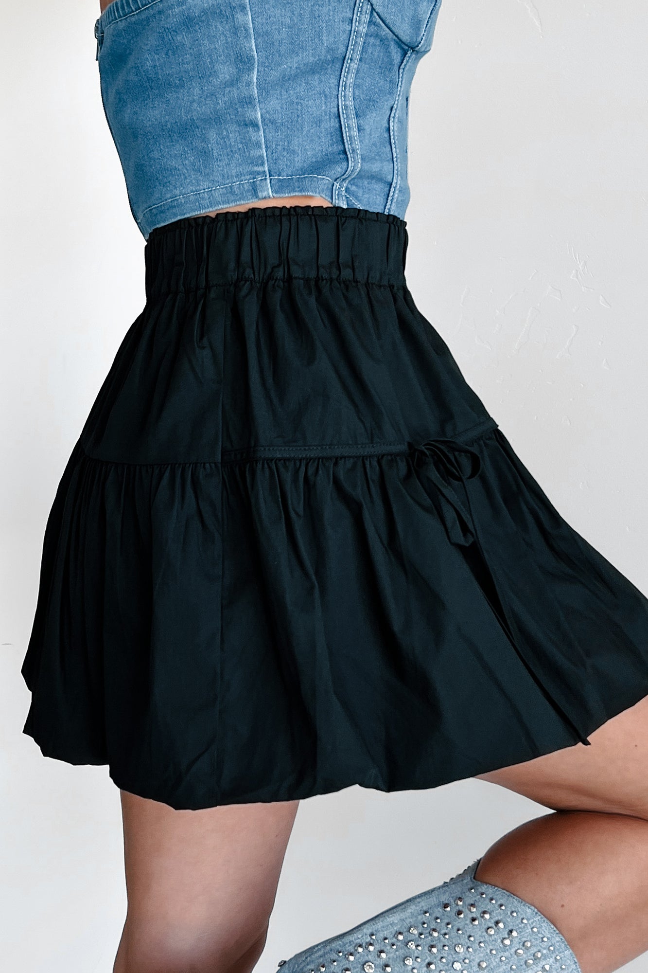 Total Infatuation Bubble Hem Mini Skirt (Black) - NanaMacs