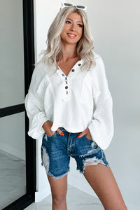 Seaside Sway Contrast Sleeve POL Shirt (Off White) - NanaMacs