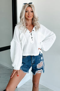 Seaside Sway Contrast Sleeve POL Shirt (Off White) - NanaMacs