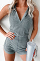 Beyond Boundaries Hooded Waffle Knit Romper (Heather Grey) - NanaMacs