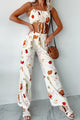 Back In Paris Printed Wide Leg Pants (Ivory) - NanaMacs