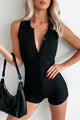 Doing My Best Ribbed Button Front Romper (Black) - NanaMacs