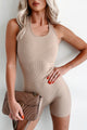 A Happier Place Ribbed Halter Romper (Latte) - NanaMacs