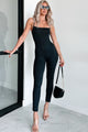 Time To Walk Away Lace-Up Back Jumpsuit (Black) - NanaMacs