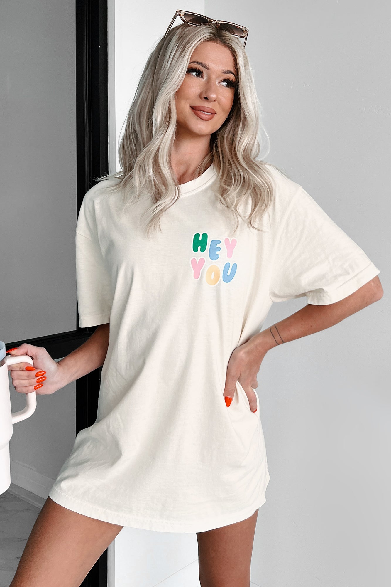 "Hey You" Graphic T-Shirt (Ivory) - NanaMacs