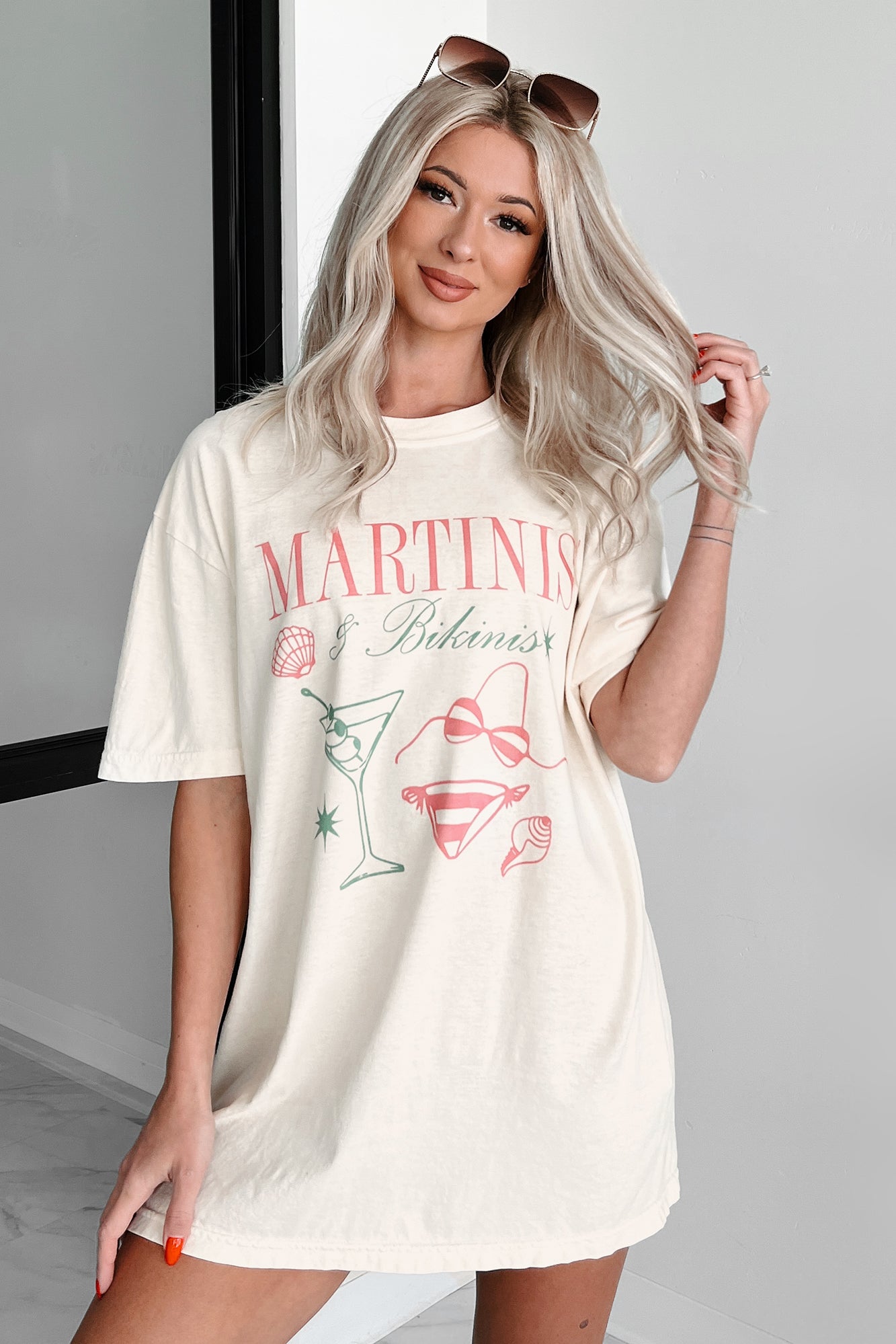 "Martinis & Bikinis" Graphic T-Shirt (White) - NanaMacs